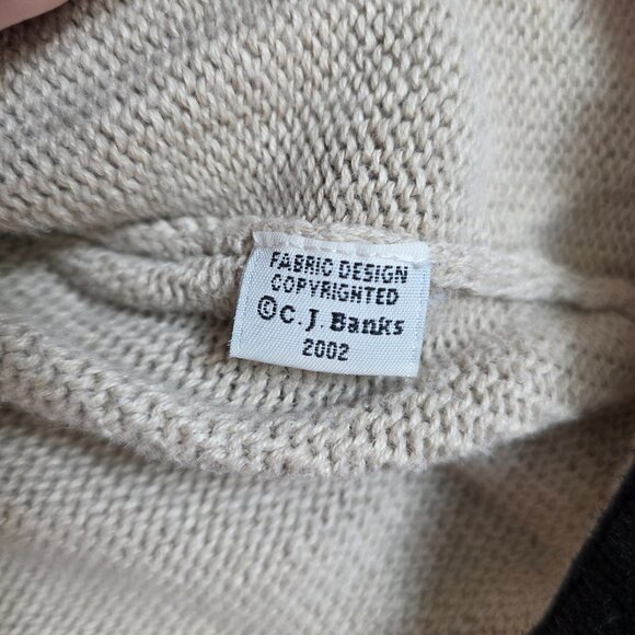 CJ Banks Vintage Cat Cardigan Black and Tan Cotton Ramie Blend, Natural Fibers - Picture 6 of 10